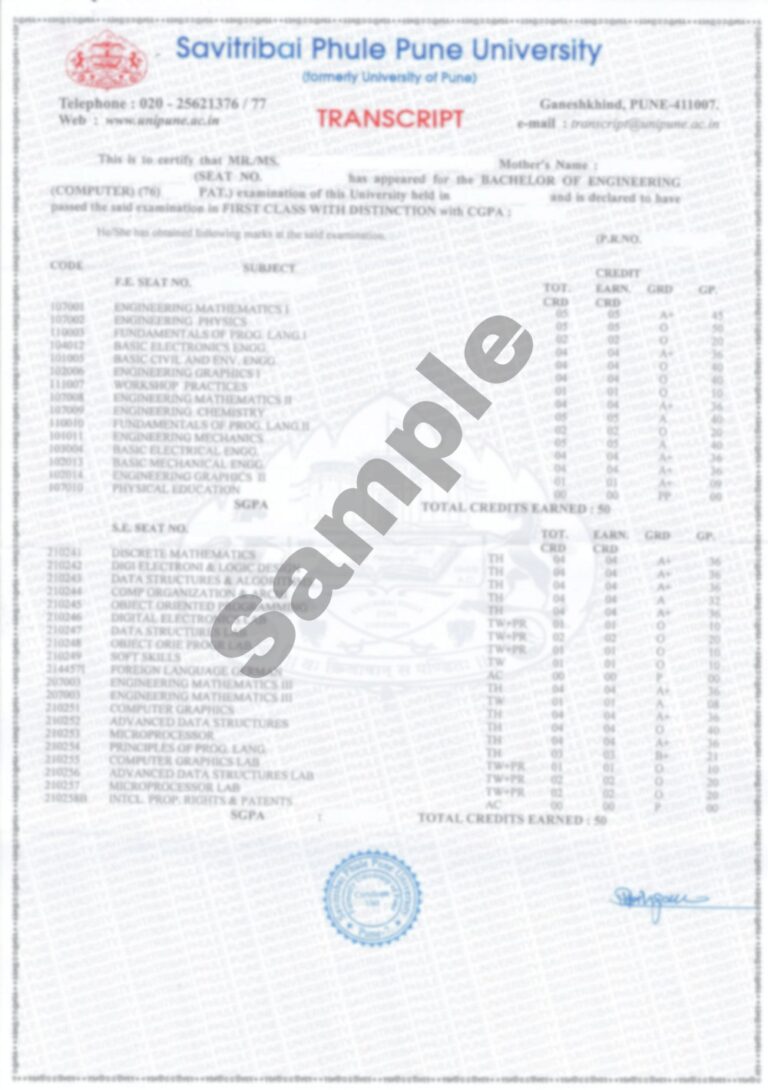 how to send transcripts to wes from pune university